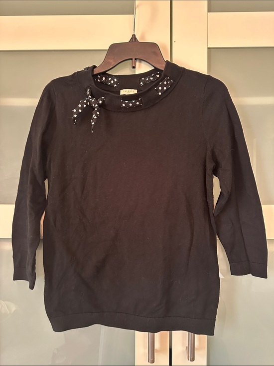 Talbots Sweaters - Talbots Black Sweater with Polka Dot Neck Tie
